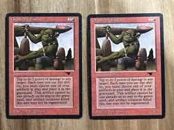 Awesome Magic The Gathering MTG Card Antiquities Orcish Mechanics X2 Exe+ - Image 1