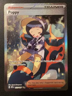2023 Pokemon S&V Obsidian Flames Poppy 227/197 ULTRA RARE FULL ART HOLO Card! - Image 1