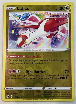 LATIAS 193/264 Fusion Strike Reverse Holo Rare Pokemon TCG Card - Image 1