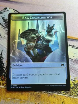 Ral, Crackling Wit Emblem, Bushy Bodyguard Foil Token MTG, Bloomburrow Token NM - Image 1