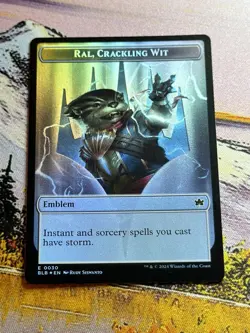 Ral, Crackling Wit Emblem, Bushy Bodyguard Foil Token MTG, Bloomburrow Token NM - Image 4