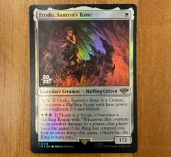 Frodo, Sauron's Bane [Prerelease], R 0018, NM Foil Promo, MTG LotR Lord of Rings - Image 1