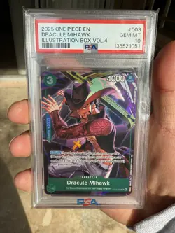 2025 ONE PIECE PROMOS ILLUSTRATION BOX VOL.4 #003 DRACULE MIHAWK PSA 10 - Image 1