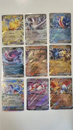 Pokemon 9 Cards Gengar 104 Pikachu 063 Lugia 017 Greninja 041 Ninetales 038 MINT - Image 1