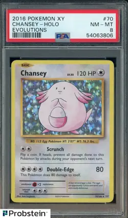 2016 Pokemon XY Evolutions #70 Chansey - Holo PSA 8 NM-MT - Image 1