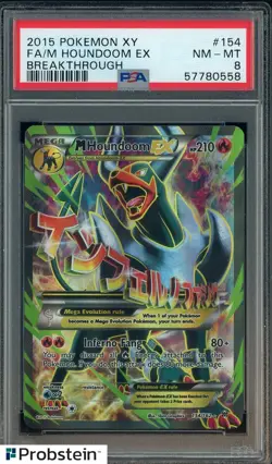 2015 Pokemon XY Breakthrough #154 FA M Houndoom Ex PSA 8 NM-MT - Image 1