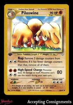2001 Pokemon Neo Revelation 1st Edition #36 Piloswine U - Image 1