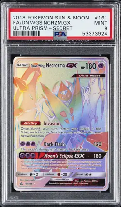 2018 POKEMON SUN & MOON ULTRA PRISM SECRET FULL ART/DAWN WINGS NECROZMA GX PSA 9 - Image 1