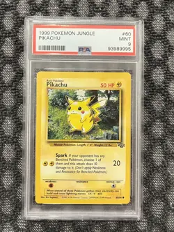 1999 WOTC POKEMON JUNGLE UNLIMITED PIKACHU 60/64 COMMON PSA 9 MINT - Image 1