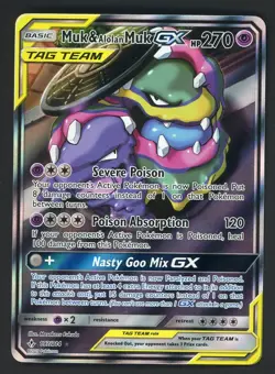 Pokemon Muk & Alolan Muk GX Full Art TAG TEAM Holo 197/214 SM Unbroken Bonds - Image 1