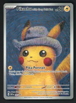 2023 POKEMON SVP EN-SV BLACK STAR PROMO #085 PIKACHU WITH GREY FELT HAT - Image 1