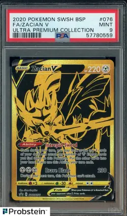 2020 Pokemon SWSH BSP Ultra Premium Collection #076 FA Zacian V PSA 9 MINT - Image 1