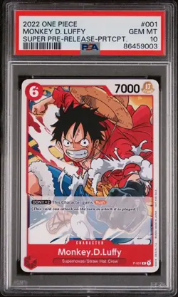 Monkey.D.Luffy (Super Pre-Release) [Participant] P-001 One Piece Promo PSA 10 - Image 1