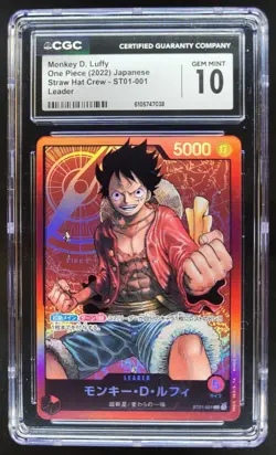 2022 ONE PIECE CCG JAPANESE MONKEY D. LUFFY LEADER ST01-001 CGC 10 C RC7 - Image 1