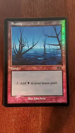Swamp Urza's Saga Arena League 1999 EX/LP #9 MTG Magic the Gathering Land *FOIL* - Image 1