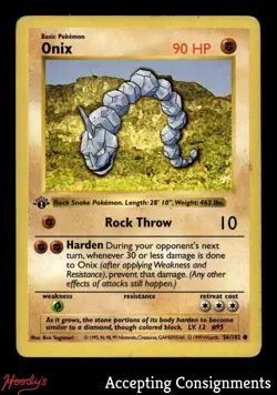 1999 Pokemon Base 1st Edition Shadowless #56 Onix C - Image 1