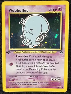 Wobbuffet 16/75 Neo Discovery 1st Edition Holo Rare Pokemon Card WOTC - MP/HP - Image 1