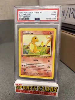 1999 Pokemon FRENCH 1st Edition Base Set Salameche-Charmander 46/102 PSA 9 - Image 1
