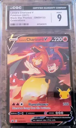 🔥Lance's Charizard V Pokemon Card CGC 9 MINT Black Star Promo #SWSH133 (2021)✨ - Image 2