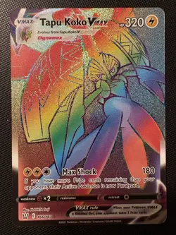 2021 Pokemon SWSH Battle Styles Tapu Koko VMAX 166/163 RAINBOW SECRET RARE HOLO! - Image 1