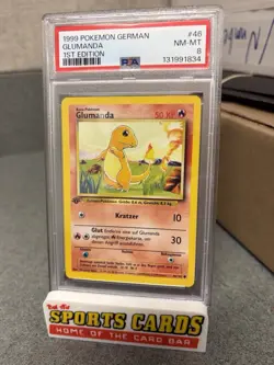 1999 Pokemon GERMAN 1st Edition Base Set Glumanda-Charmander 46/102 PSA 8 - Image 1