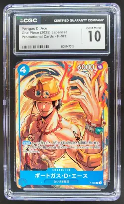 2025 ONE PIECE CCG JAPANESE PORTGAS D. ACE P-103 CGC 10 D RC7 - Image 1