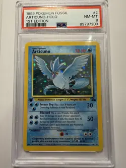 1999 Pokemon Fossil 1st Edition Holo Articuno #2 PSA 8 NM-MT - Image 1