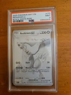 Pokemon 2025 SV White Flare Reshiram EX Black and Rare Card #173/086 PSA 9 - Image 1