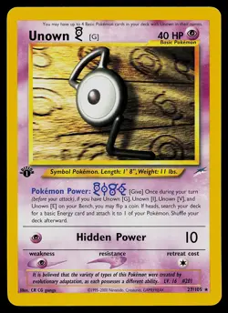 Pokemon Card - Unown [G] Neo Destiny 27/105 Rare 1st Edition - Image 1