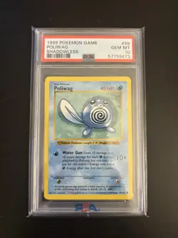 Pokemon Poliwag Base Set Shadowless #59 PSA 10 Gem Mint - Image 1
