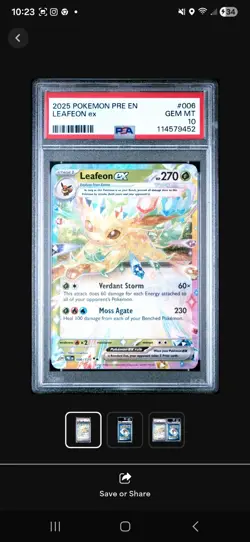 2025 POKEMON PRE EN-PRISMATIC EVOLUTIONS #006 LEAFEON EX PSA 10 - Image 1