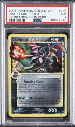 2006 POKEMON EX DRAGON FRONTIERS GOLD STAR #100 CHARIZARD-HOLO PSA 7 - Image 1