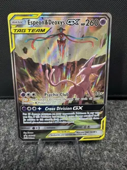 Pokemon TCG Espeon & Deoxys GX SM240 Black Star Promo Holo - Image 1