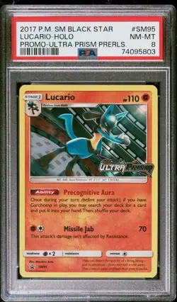 2017 Pokemon Sun & Moon Lucario Holo SM95 Black Star Promo PSA 8 - Image 4