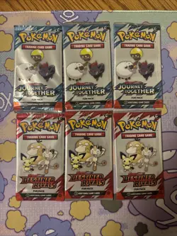 3 Destined Rivals & 3 Journey Together Fun Packs Pokemon TCG - Image 1