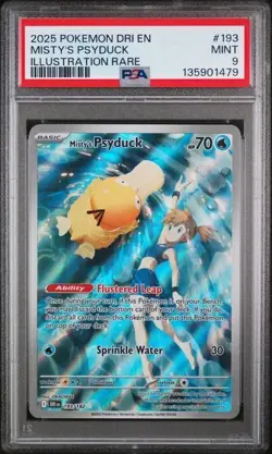 PSA 9 - 2025 POKEMON DESTINED RIVALS 193/182 MISTY'S PSYDUCK ILLUSTRATION RARE - Image 1