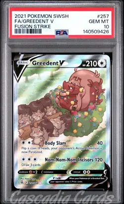 PSA 10 Greedent V Full Alt Art 257/264 Fusion Strike Pokemon - Image 1
