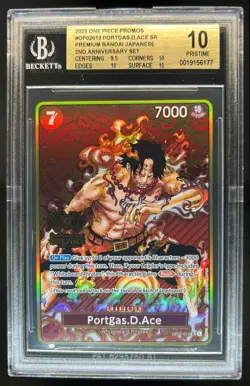 2025 One Piece Japanese 2nd Anniversary Promo Portgas D Ace SR #OP02-013 BGS 10 - Image 1