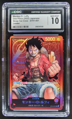 2022 ONE PIECE CCG JAPANESE MONKEY D. LUFFY LEADER ST01-001 CGC 10 D RC7 - Image 1