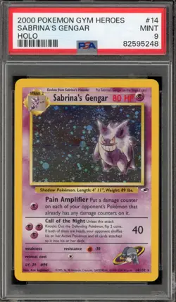 Pokemon Sabrina's Gengar Gym Heroes Unlimited Holo Rare #14 PSA 9 Mint - Image 1