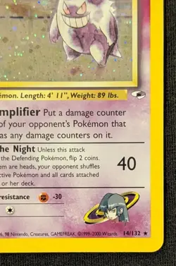Pokemon TCG Sabrinas Gengar 14/132 Gym Heroes Holo Rare 1999 Near Mint Condition - Image 4