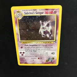 Pokemon Gym Heroes Sabrina's Gengar 14/132 Holo Foil WOTC Unlimited w/ SWIRL 💫 - Image 4