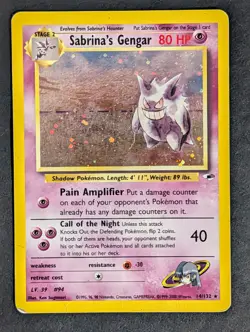 Pokemon TCG Gym Heroes Sabrina's Gengar Holo Rare #14 HP Condition - Image 1