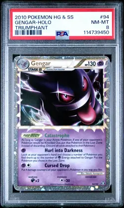 2010 POKEMON HEARTGOLD & SOULSILVER TRIUMPHANT #94 GENGAR-HOLO PSA 8 - Image 1