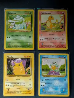 Bulbasaur Charmander Pikachu Squirtle BASE SET UNLIMITED LOT 1999 Pokemon TCG - Image 1