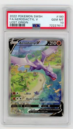AERODACTYL V POKEMON LOST ORIGIN FULL ART PSA 10 #180 - Image 1