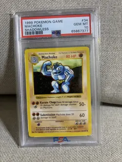 PSA 10 Shadowless Machoke #34/102 1999 Pokemon Base Set GEM MINT - Image 1