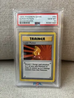 1999 POKEMON BASE SET SHADOWLESS #90 SUPER POTION PSA 10 - Image 1