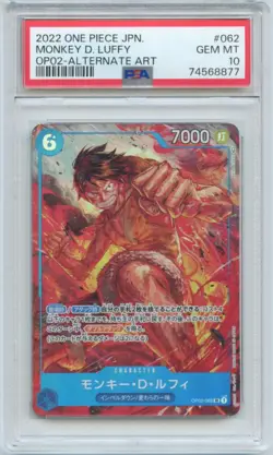 2022 One Piece Japanese Monkey D. Luffy OP02-062 ALT ART PSA 10 GemMint - Image 1