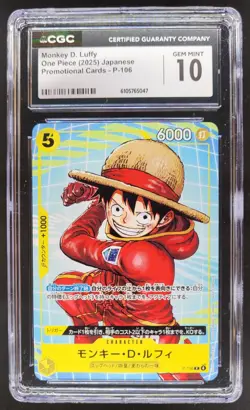 2025 ONE PIECE CCG JAPANESE MONKEY D. LUFFY PROMO P-106 CGC 10 C RC7 - Image 1